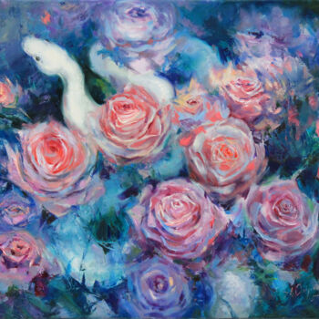 Pintura intitulada "The Mystery of Roses" por Alisa Onipchenko-Cherniakovska, Obras de arte originais, Óleo Montado em Armaç…