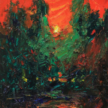 Картина под названием "Sunset Glitter" - Alisa Onipchenko-Cherniakovska, Подлинное произведение искусства, Масло
