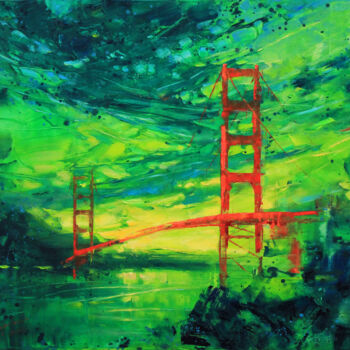 Malerei mit dem Titel "World in green. San…" von Alisa Onipchenko-Cherniakovska, Original-Kunstwerk, Öl Auf Keilrahmen aus H…