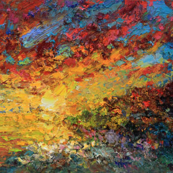 Malarstwo zatytułowany „Colorful sunset” autorstwa Alisa Onipchenko-Cherniakovska, Oryginalna praca, Olej
