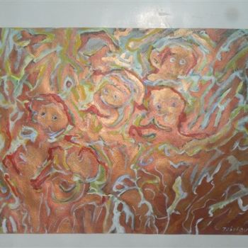 Malerei mit dem Titel "Visages expressifs" von Tabali, Original-Kunstwerk