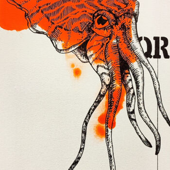 Картина под названием "Offended squid" - Aljona Shapovalova, Подлинное произведение искусства, Акрил