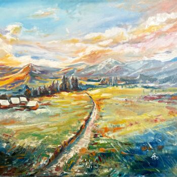 Painting titled "Bavarian Alps" by Alla Badsar, Original Artwork, Oil