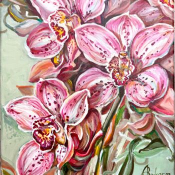 Ζωγραφική με τίτλο "Orchids" από Alla Badsar, Αυθεντικά έργα τέχνης, Ακρυλικό