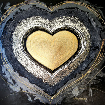 Painting titled "warm heart" by Alla Broska, Original Artwork, Acrylic Mounted on Wood Stretcher frame