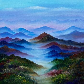 Pintura intitulada "Foggy Mountains" por Alla Kyzymenko, Obras de arte originais, Óleo