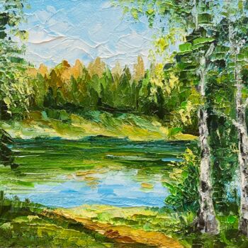 Картина под названием "Birches" - Alla Kyzymenko, Подлинное произведение искусства, Масло