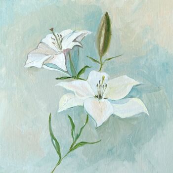 Malarstwo zatytułowany „Lily Painting” autorstwa Alla Orlova, Oryginalna praca, Olej
