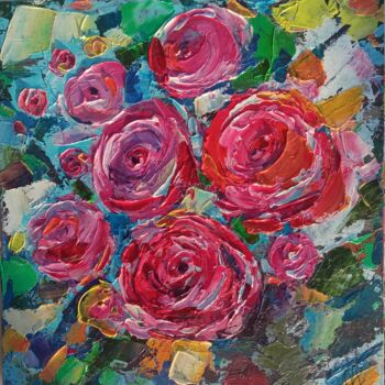 绘画 标题为“Roses Floral Boho O…” 由Skorokhoart, 原创艺术品, 油