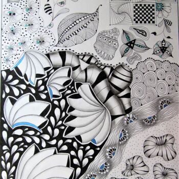 Dibujo titulada "C95 patchwork3" por Claudette Allosio, Obra de arte original, Rotulador