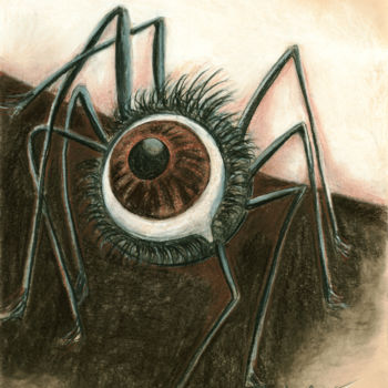 Drawing titled "Spider Eye 2" by Almakan, Original Artwork, Pastel
