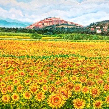 Pintura titulada "Sunflowers painting…" por Alona Santhorieieva, Obra de arte original, Oleo