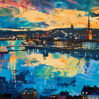Digital Arts titled "Scandinavian City L…" by Alona Vatkina, Original Artwork, Acrylic