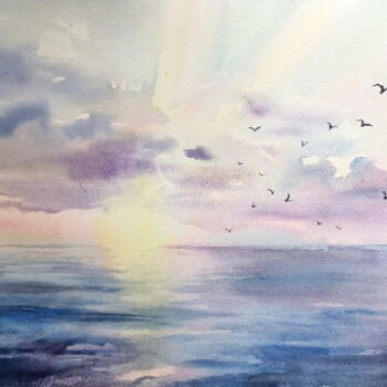 Malerei mit dem Titel "Sunrise" von Alyona Masterkova, Original-Kunstwerk, Aquarell