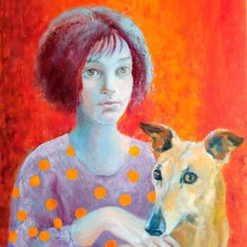 Ζωγραφική με τίτλο "Imaginary friend" από Alyona Masterkova, Αυθεντικά έργα τέχνης, Λάδι Τοποθετήθηκε στο Ξύλινο φορείο σκελ…