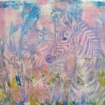Pintura intitulada "Two Zebras" por Alyona Masterkova, Obras de arte originais, Acrílico
