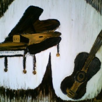 Painting titled "piano-guitare" by La Marocaine Bensaid, Original Artwork