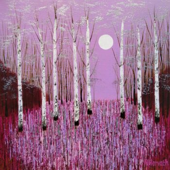 Pintura titulada "Pink and Silver Moon" por Amanda Horvath, Obra de arte original, Acrílico Montado en Bastidor de camilla d…