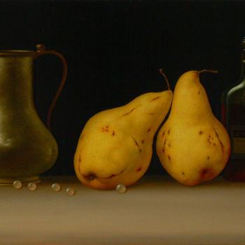 Pintura titulada "Still life with pea…" por Aleksandr Melnikov, Obra de arte original, Oleo