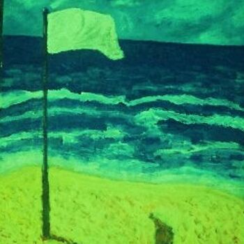 Painting titled "The White Flag" by Amir Wahib, Original Artwork, Oil