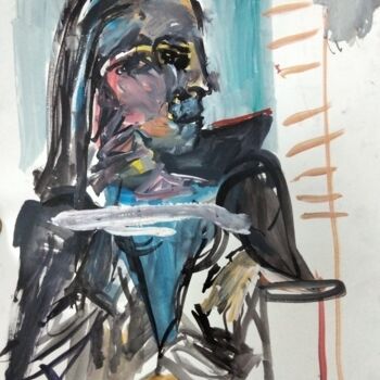 Peinture intitulée ""Portrait of Dora M…" par Amit Ari, Œuvre d'art originale, Gouache