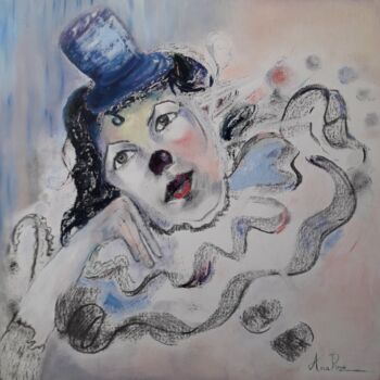 Painting titled "Le clown rêve de co…" by Ana Maria Rodriguez (AnaRz), Original Artwork, Oil