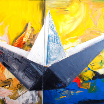 Malerei mit dem Titel "Paper boat" von Asavei, Original-Kunstwerk, Öl