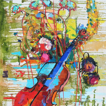 绘画 标题为“The violin” 由Anahit Mirijanyan, 原创艺术品, 油 安装在木质担架架上