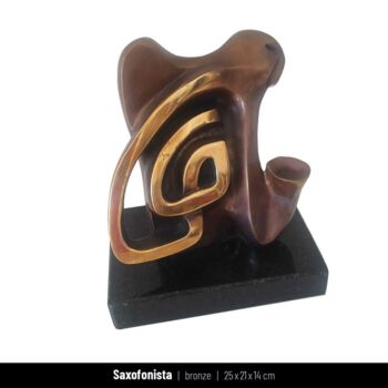 Sculpture titled "Saxofonista" by Anamaria Vieira, Original Artwork, Bronze