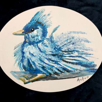 Картина под названием "BIRD WITH FEATHERS" - Anandswaroop Manchiraju, Подлинное произведение искусства, Акрил
