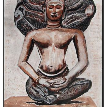 Painting titled "bust of buddha" by Anandswaroop Manchiraju, Original Artwork, Acrylic