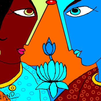 Digitale Kunst getiteld "radha-krishna-2.png" door Anandswaroop Manchiraju, Origineel Kunstwerk, Digitaal Schilderwerk