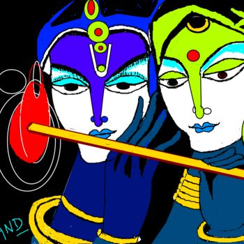 Digitale Kunst getiteld "radha-krishna-7.png" door Anandswaroop Manchiraju, Origineel Kunstwerk, Digitaal Schilderwerk