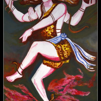 Painting titled "DANCING SHIVA" by Anandswaroop Manchiraju, Original Artwork, Acrylic