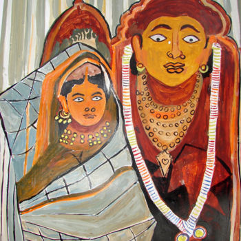 Ζωγραφική με τίτλο "RADHA KRISHNA" από Anandswaroop Manchiraju, Αυθεντικά έργα τέχνης, Λάδι