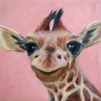 Peinture intitulée "GIRAFFE, SMILING AN…" par Anastasia Akunina, Œuvre d'art originale, Huile