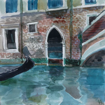 Pintura intitulada "Venice II" por Anastasia Chernysheva, Obras de arte originais, Aquarela Montado em Cartão