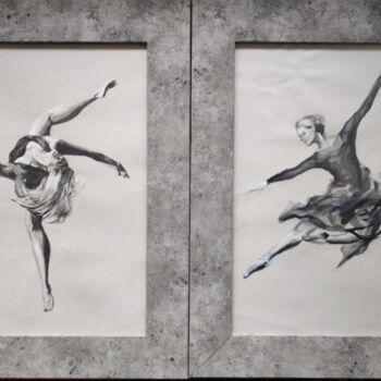 Картина под названием "Ритм (диптих)" - Анастасия Козырева, Подлинное произведение искусства, Акварель Установлен на картон