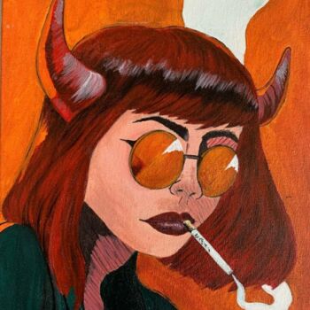 Ζωγραφική με τίτλο "smoking as a lifest…" από Анастасия Шанаурина (Ева Миллер), Αυθεντικά έργα τέχνης, Ακρυλικό