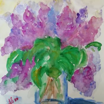 Painting titled "Flieder" by Anastasia_art, Original Artwork, Watercolor