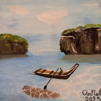 绘画 标题为“A boat in the ocean” 由Анастасия Нецветаева, 原创艺术品, 丙烯