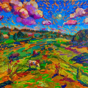 Pintura titulada "Beyond the clouds" por Anastasiia Kurkova, Obra de arte original, Oleo Montado en Bastidor de camilla de m…