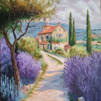 Painting titled "A summer day in Tus…" by Anastasiia Poberezhets, Original Artwork, Oil