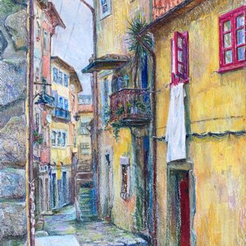 Peinture intitulée "Old street in Porto…" par Anastasiia Potelova, Œuvre d'art originale, Huile