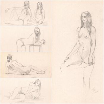 Set of five sketches of a nude female figure №6