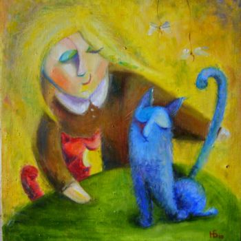 Картина под названием "Коты-хвосты" - Anastasiya Balysh, Подлинное произведение искусства