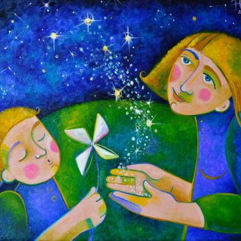 Картина под названием "Звездолет" - Anastasiya Balysh, Подлинное произведение искусства, Масло