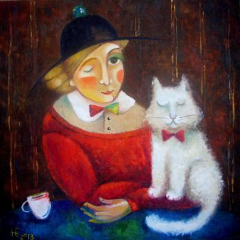 Картина под названием "Столик для двоих" - Anastasiya Balysh, Подлинное произведение искусства, Масло