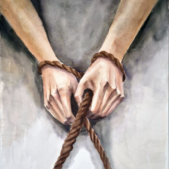 「Women’s Cross」というタイトルの絵画 Anastassiya Suslovaによって, オリジナルのアートワーク, 水彩画