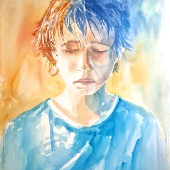 Painting titled "Boys Don't Cry" by Anastassiya Suslova, Original Artwork, Watercolor